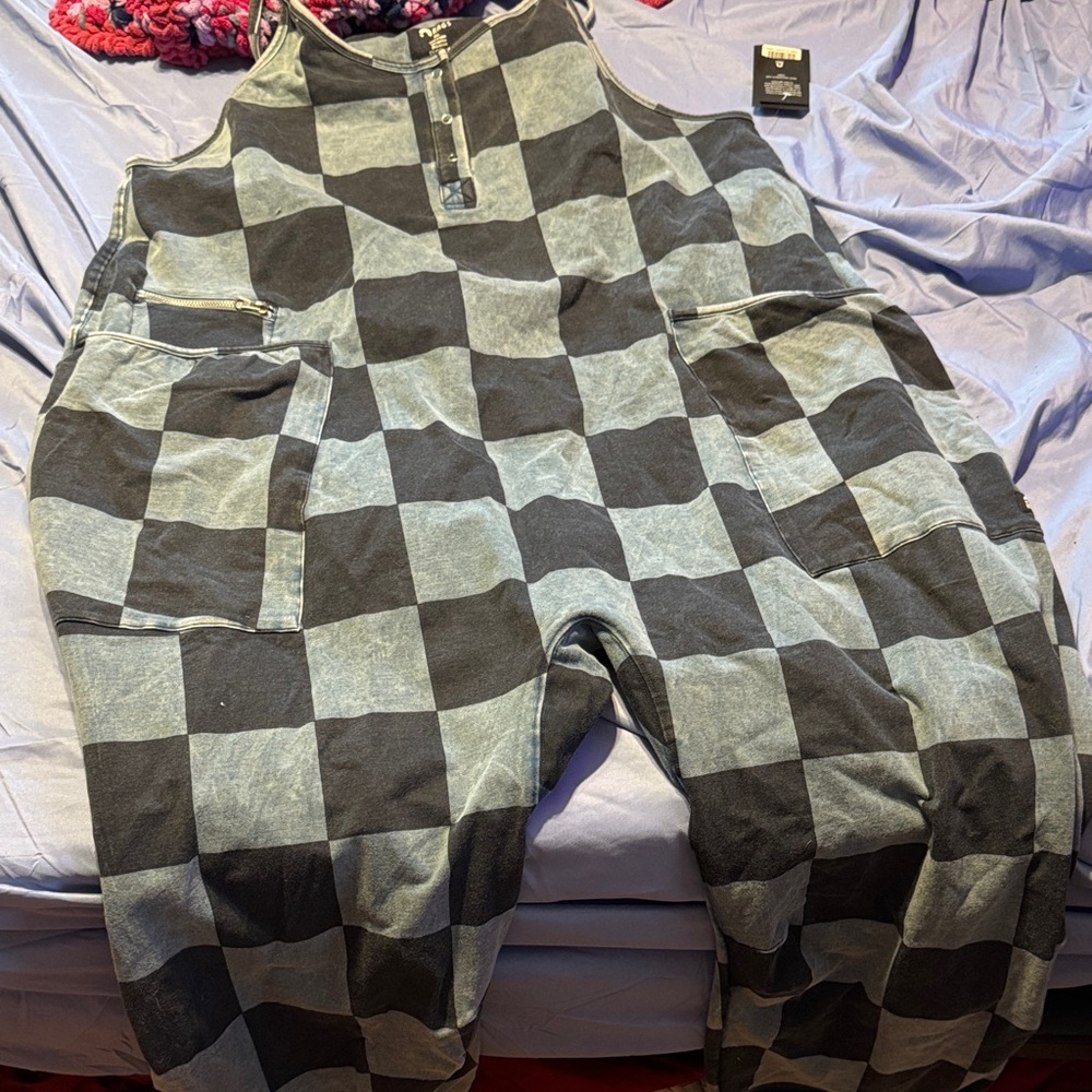 Checkered Black and Gray Jumpsuit